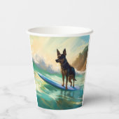 Australisch Kelpie strand surfen schilderij Papieren Bekers (Achterkant)