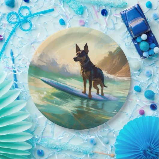Australisch Kelpie strand surfen schilderij Papieren Bordje (Feest)
