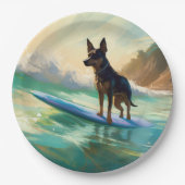 Australisch Kelpie strand surfen schilderij Papieren Bordje (Voorkant)