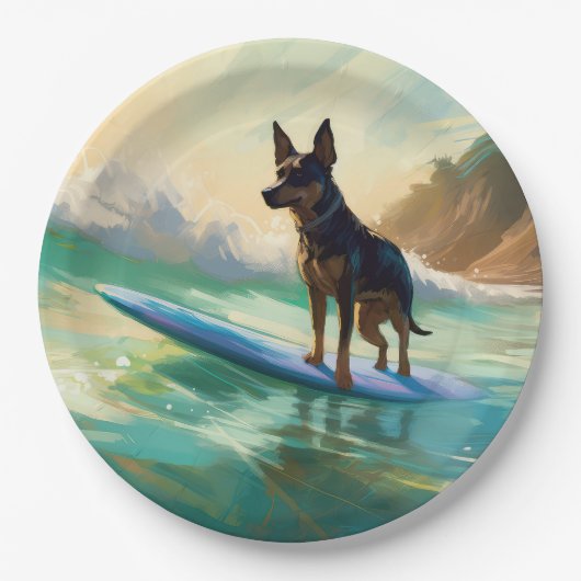 Australisch Kelpie strand surfen schilderij Papieren Bordje (Voorkant)