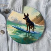 Australisch Kelpie strand surfen schilderij Ronde Button 6,0 Cm (In situ)