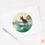 Australisch Kelpie strand surfen schilderij Ronde Sticker (Envelop)