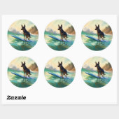 Australisch Kelpie strand surfen schilderij Ronde Sticker (Vel)