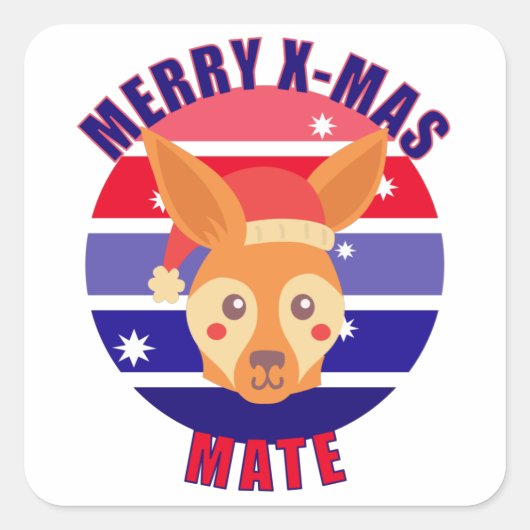 Australisch kerstfeest Kangaroo Vierkante Sticker (Voorkant)