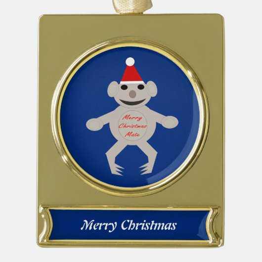 Australisch kerstfeest Koala Beer Aangepaste versi Verguld Banner Ornament (Voorkant)