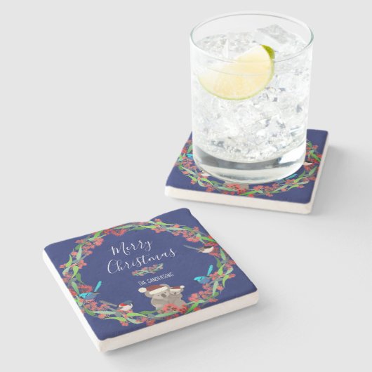 Australisch kerstfeest stenen onderzetter (Zijkant)