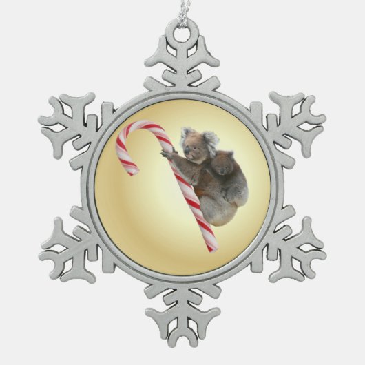 Australisch kerstsnoepkanaal Koala Tin Sneeuwvlok Ornament (Voorkant)