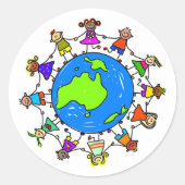 Australisch Kind Ronde Sticker (Voorkant)