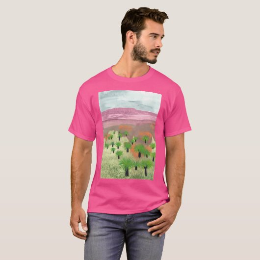 Australisch landschap met grasbomen actief t-shirt (Voorkant volledig)