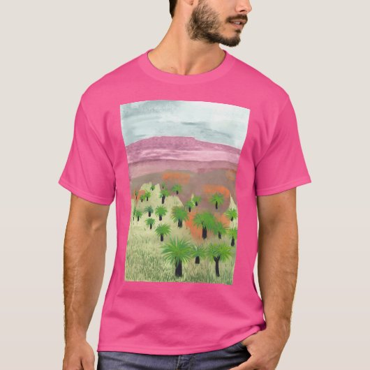 Australisch landschap met grasbomen actief t-shirt (Voorkant)