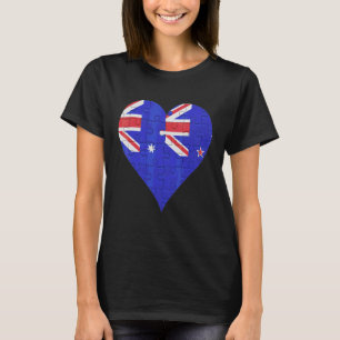 Australisch Nieuw-Zeelander Vlag Hart T-shirt