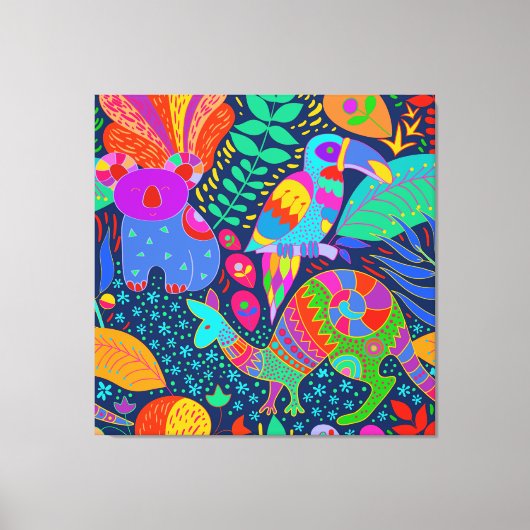 Australisch Oerwoud Parrot Kangaroo Koala Canvas Afdruk (Voorkant)