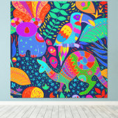 Australisch Oerwoud Parrot Kangaroo Koala Canvas Afdruk (Insitu (Houten vloer))