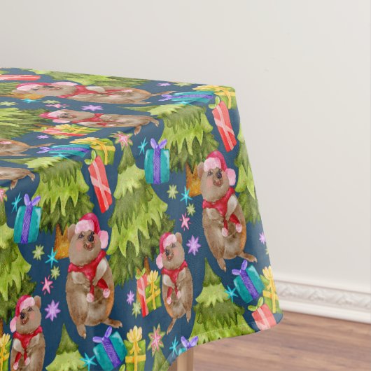 Australisch Quokka Blue Kerstmis Tafelkleed (Voorbeeld)
