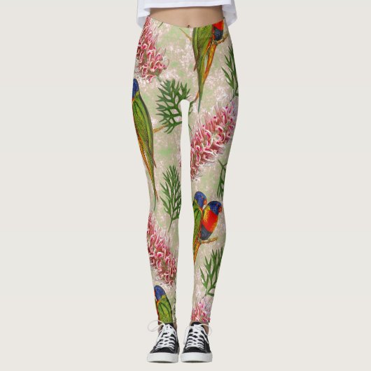 Australisch Rainbow Loriket Pattern Leggings (Voorkant)