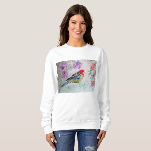 Australisch Rosella Parrot Waterverf Sweatshirt (Voorkant volledig)