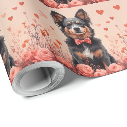 Australisch Rund met Rozen - Valentijnsdag Cadeaupapier (Rol Hoek)