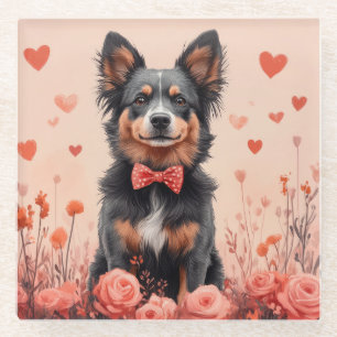 Australisch Rund met Rozen - Valentijnsdag Glazen Onderzetter