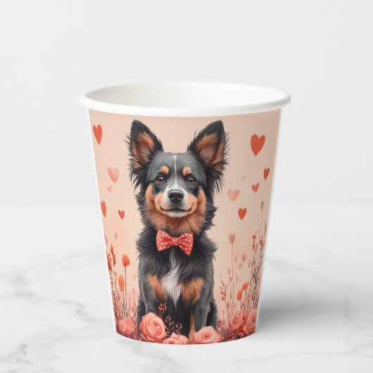 Australisch Rund met Rozen - Valentijnsdag Papieren Bekers (Voorkant)