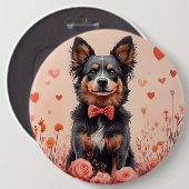 Australisch Rund met Rozen - Valentijnsdag Ronde Button 6,0 Cm (Voorkant /achterkant)