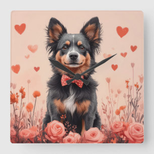 Australisch Rund met Rozen - Valentijnsdag Vierkante Klok