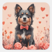 Australisch Rund met Rozen - Valentijnsdag Vierkante Sticker (Voorkant)