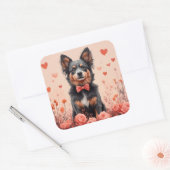 Australisch Rund met Rozen - Valentijnsdag Vierkante Sticker (Envelop)