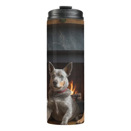 Australisch Rundvee bij de Open Haard Kerst Thermosbeker (Voorkant)