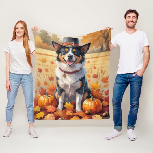 Australisch rundvee in de herfst verlaat Thanksgiv Fleece Deken (In situ)