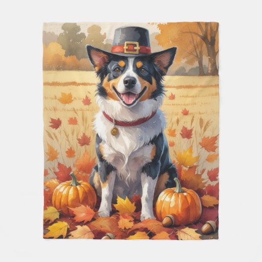 Australisch rundvee in de herfst verlaat Thanksgiv Fleece Deken (Voorkant)