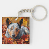 Australisch rundvee in herfst laat Herfst inspirer Sleutelhanger (Achterkant)