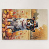 Australisch Rundvee in Herfstbladeren Thanksgiving Legpuzzel (Horizontaal)