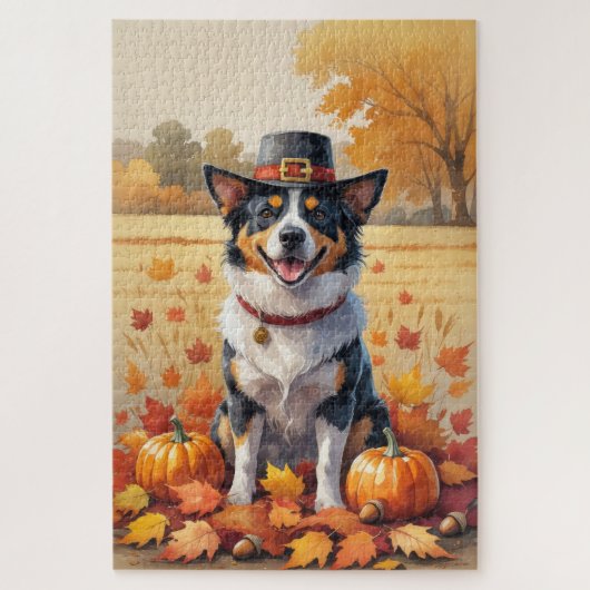 Australisch Rundvee in Herfstbladeren Thanksgiving Legpuzzel (Verticaal)