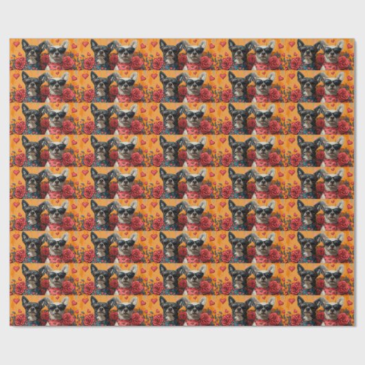 Australisch rundvee met hart Rozen Valentijnsdag Cadeaupapier (Vlak)