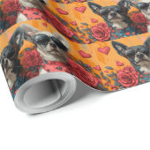 Australisch rundvee met hart Rozen Valentijnsdag Cadeaupapier (Rol Hoek)