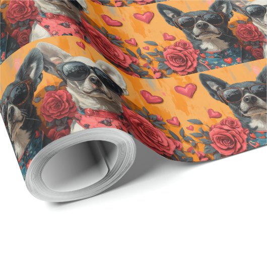 Australisch rundvee met hart Rozen Valentijnsdag Cadeaupapier (Rol Hoek)