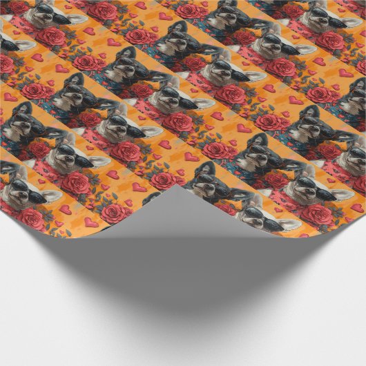 Australisch rundvee met hart Rozen Valentijnsdag Cadeaupapier (Hoek)