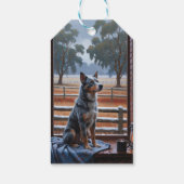 Australisch Rundvee Met Kerstverlichting Vakantied Cadeaulabel (Achterkant)
