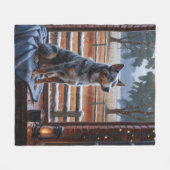 Australisch Rundvee Met Kerstverlichting Vakantied Fleece Deken (Voorkant (Horizontaal))