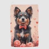 Australisch Rundvee met Rozen - Valentijnsdag Golfhanddoek (Voorkant)