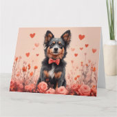 Australisch Rundvee met Rozen - Valentijnsdag Kaart (Voorkant)
