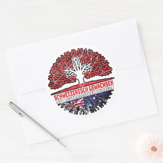 Australisch Schweizer Schweiz Baum Ronde Sticker (Envelop)