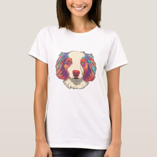 Australisch Sheperd Dog-dierenportret T-shirt (Voorkant)