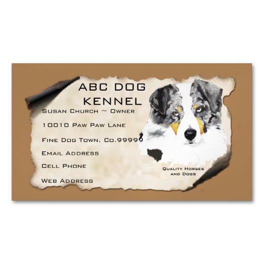 Australisch Shepherd Custom Magnetic Visitekaartje Magneet (Voorkant)
