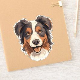 Australisch Shepherd Cute Aussie Dog Face Contour Sticker