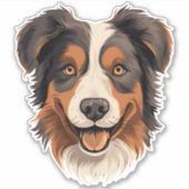 Australisch Shepherd Cute Aussie Dog Face Contour Sticker (Voorkant)