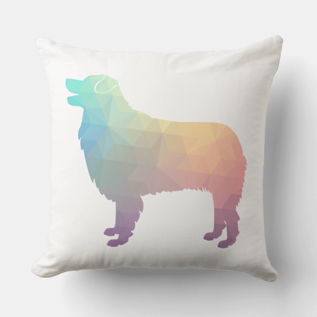 Australisch Shepherd Geometric Silhouette Pastel Kussen (Voorkant)