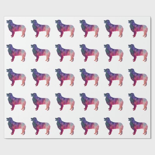 Australisch Shepherd Geometric Silhouette Pink Cadeaupapier (Vlak)