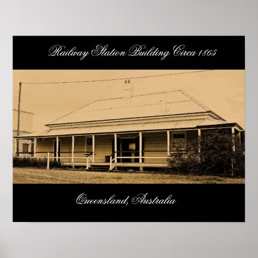Australisch spoorwegstation circa 1865 Poster (Voorkant)