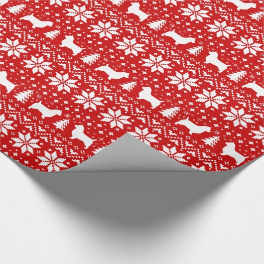 Australisch terrier Silhouettes kerstpatroon Cadeaupapier (Hoek)